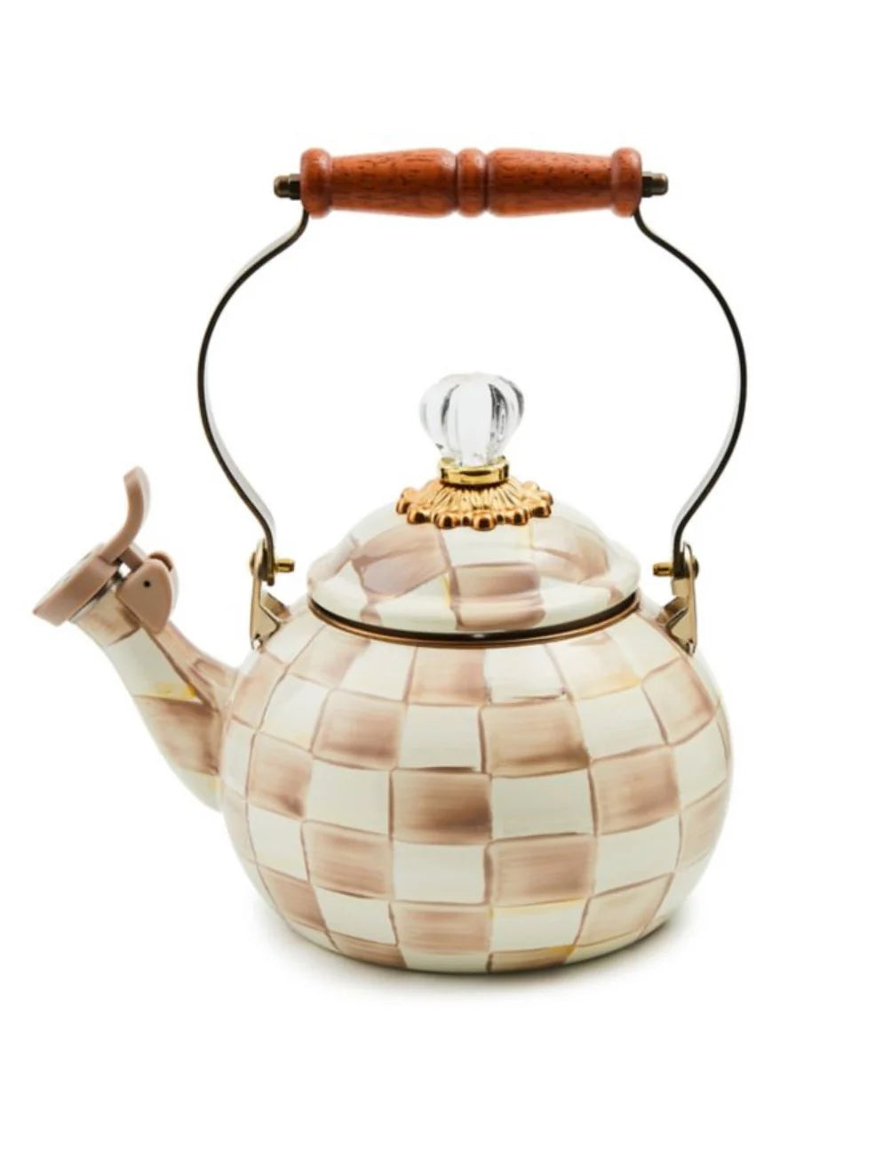 Mocha Check Whistling Tea Kettle