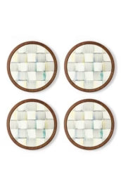 Sterling Check Enamel Coasters, Set of 4