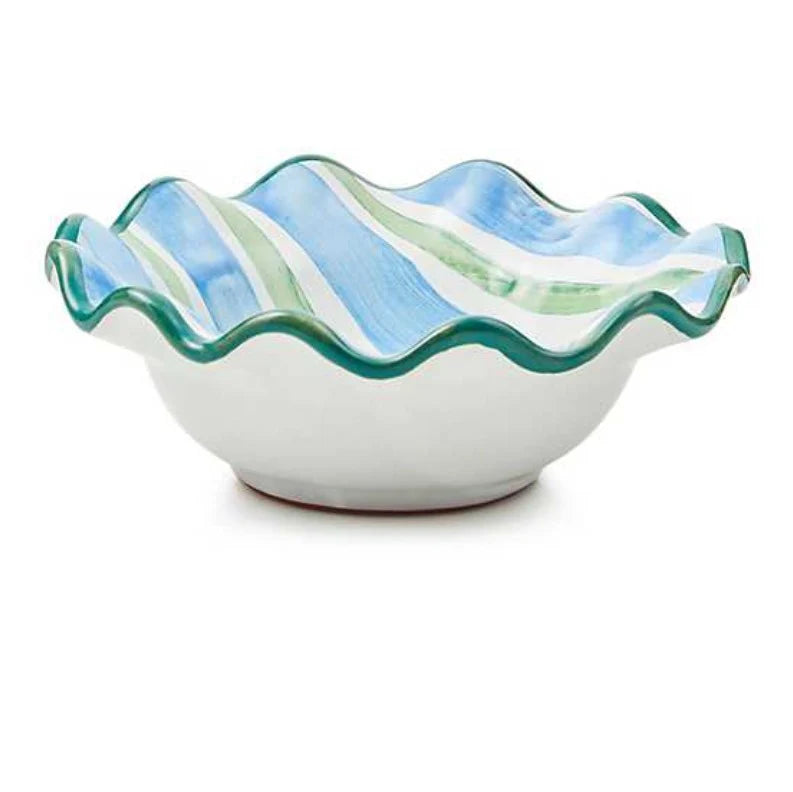 Paper and Pencil Ceramic Fluted Berry Bowl Stripes