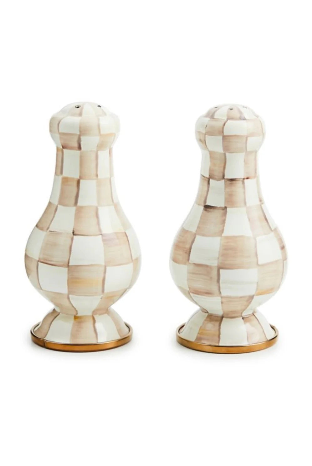 Mocha Check Salt and Pepper Shakers Large