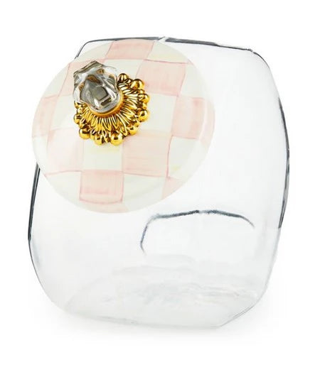 Rosy Check Cookie Jar with Enamel Lid
