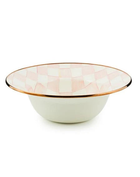 Rosy Check Enamel Serving Bowl