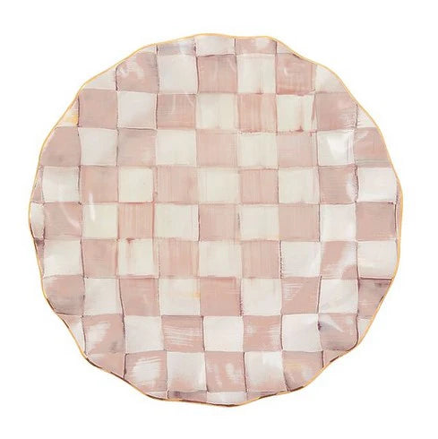 Rosy Check Ceramic Fluted Dinner Plate