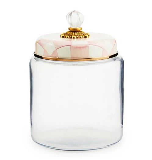 Rosy Check Glass Kitchen Canister Large