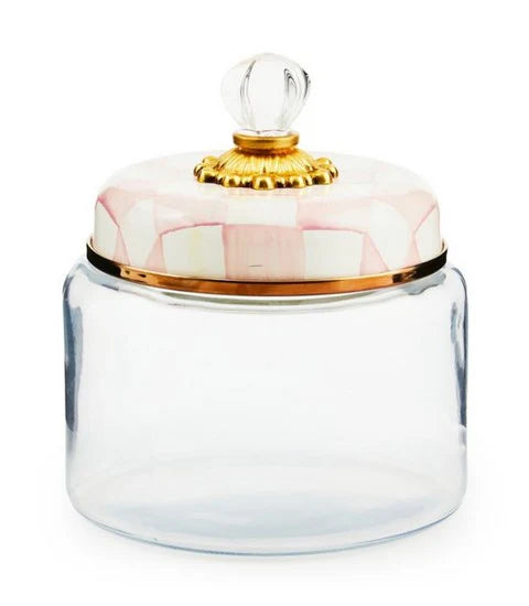 Rosy Check Glass Kitchen Canister Small