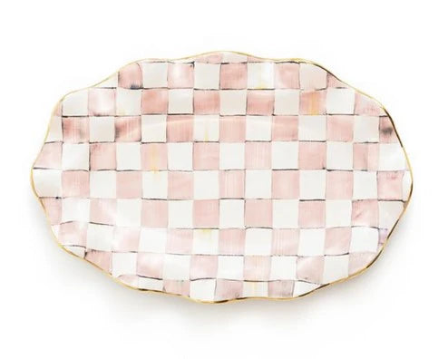 Rosy Check Ceramic Fluted Serving Platter