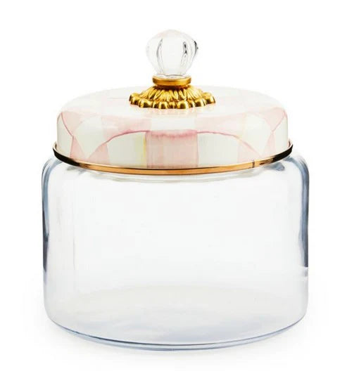 Rosy Check Glass Kitchen Canister Medium
