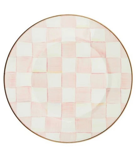 Rosy Check Enamel Dinner Plate