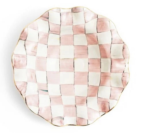 Rosy Check Ceramic Fluted Serving Bowl Medium